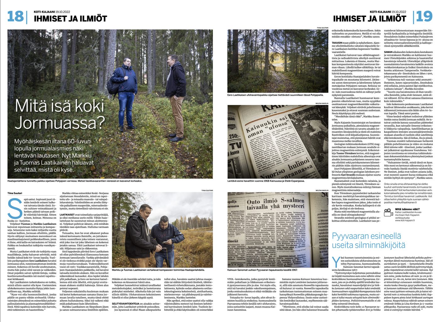 Sanomalehden kaksiaukeama otsikolla Mitä isä koki Jormuassa?